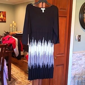 Dressbarn ladies knit long sleeve dress. Black and white with a little gray.